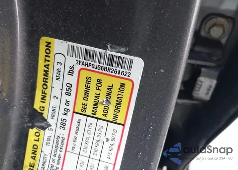 2011 Ford Fusion Sel z USA, uszkodzony, nr VIN 3FAHP0JG6BR261622